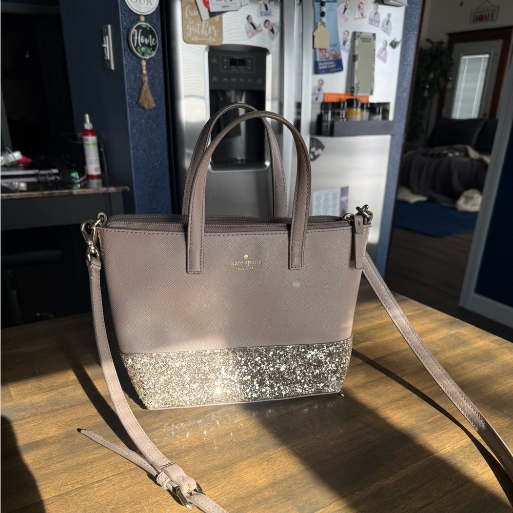Kate Spade Silver Glitter Crossbody Bag